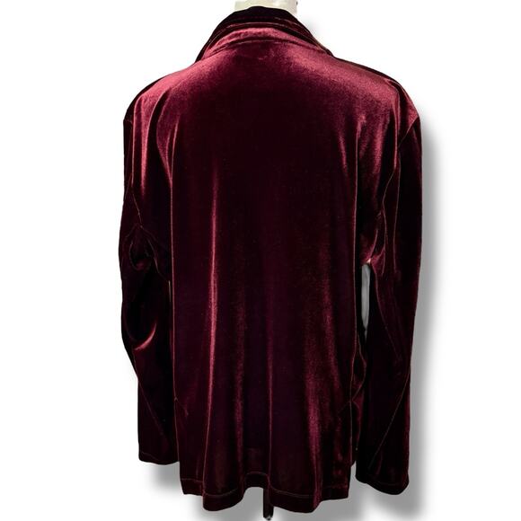 VTG Notations Womens Red Velvet Stretch Satin Tie Front Jacket Built-In Cami XL - Picture 2 of 11
